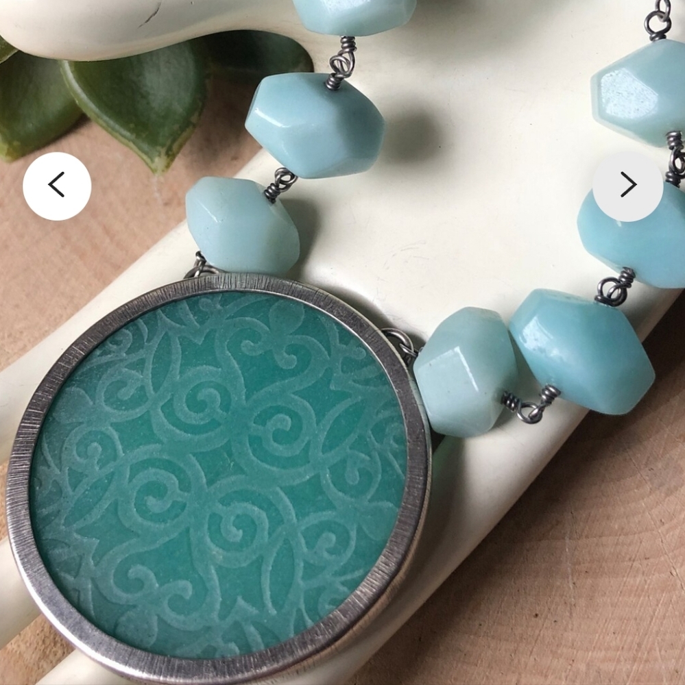 NEW~Silpada Sterling Silver Blue Quartzite Etched Pendant Necklace